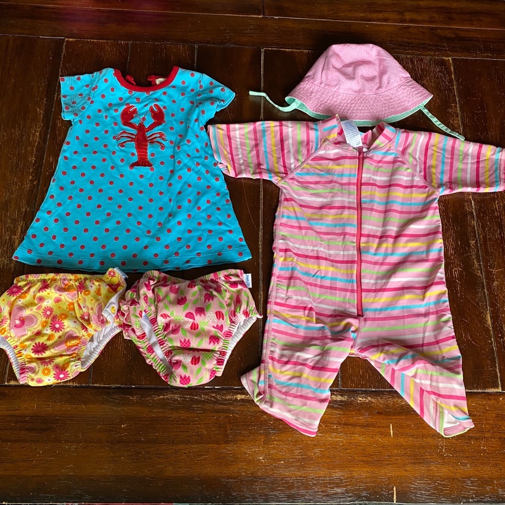 18mo iplay, baby Luigi, swim diapers rash guard